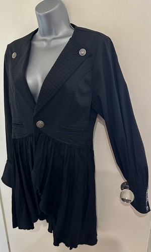 Algonquins Black Japanese Goth Steampunk Jacket Size Small Military Punk - Picture 4 of 22