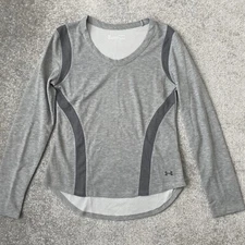 Under Armour Shirt Womens Small Grey Loose Fit Cold Gear Casual Active Top