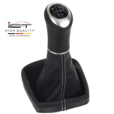 ICT Schaltknauf Schaltmanschette Schaltsack Leder für Audi A3 8L Naht silber B70
