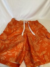 OP Mens Sz 28/30 Orange Floral Swim Trunks Shorts