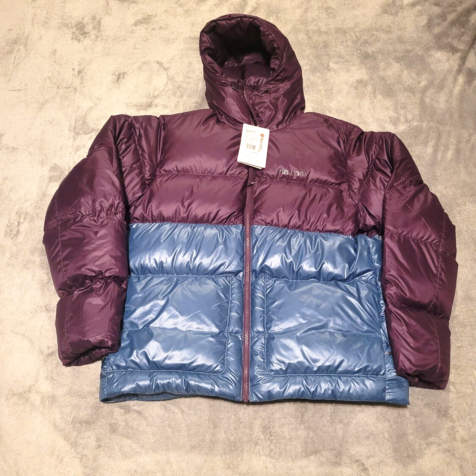 Marmot Guides Down Hoody Mens Size L Puffer Jacket 700 Fill Purple Fig $275 New