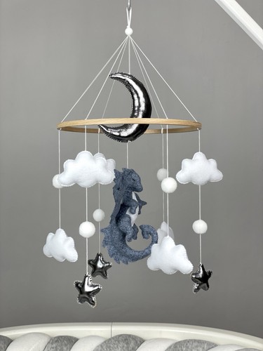Dragon baby crib mobile boy Dragon nursery Fantasy baby shower New baby boy gift - 第 3/10 張圖片