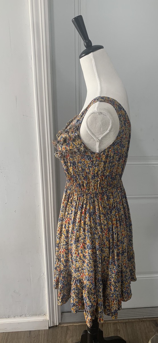Vintage Talk Talk Frayed Silk Ditsy Floral Garden Cottage Flowy Dress Small View 3
