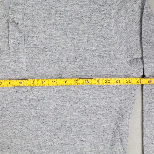 J Crew Mens Henley Shirt Gray Heather Cotton Double Knit Long Sleeve Retro Sz L - Picture 5 of 6