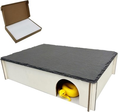 INOSCIND Large Snake Hide with Slate Reptile Hide Box Ball Python Hide 13.8×9...
