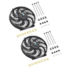 2x Universal Slim 14 Inch Fan Push Pull Electric Radiator Cooling 12v Mount Kit