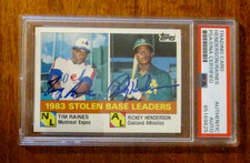 1984 TOPPS RICKEY HENDERSON TIM RAINES SIGNED AUTO SB LEADERS PSA / DNA HOF