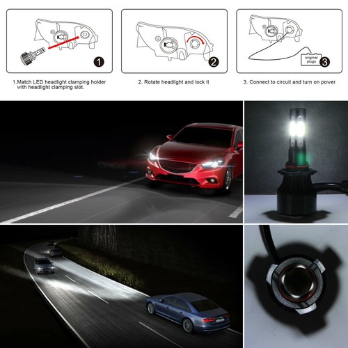 4 Sides 9007/HB5 LED Headlight Bulbs Hi/Lo For Ford F-150 F-250 F-350 Super Duty - Picture 9 of 12