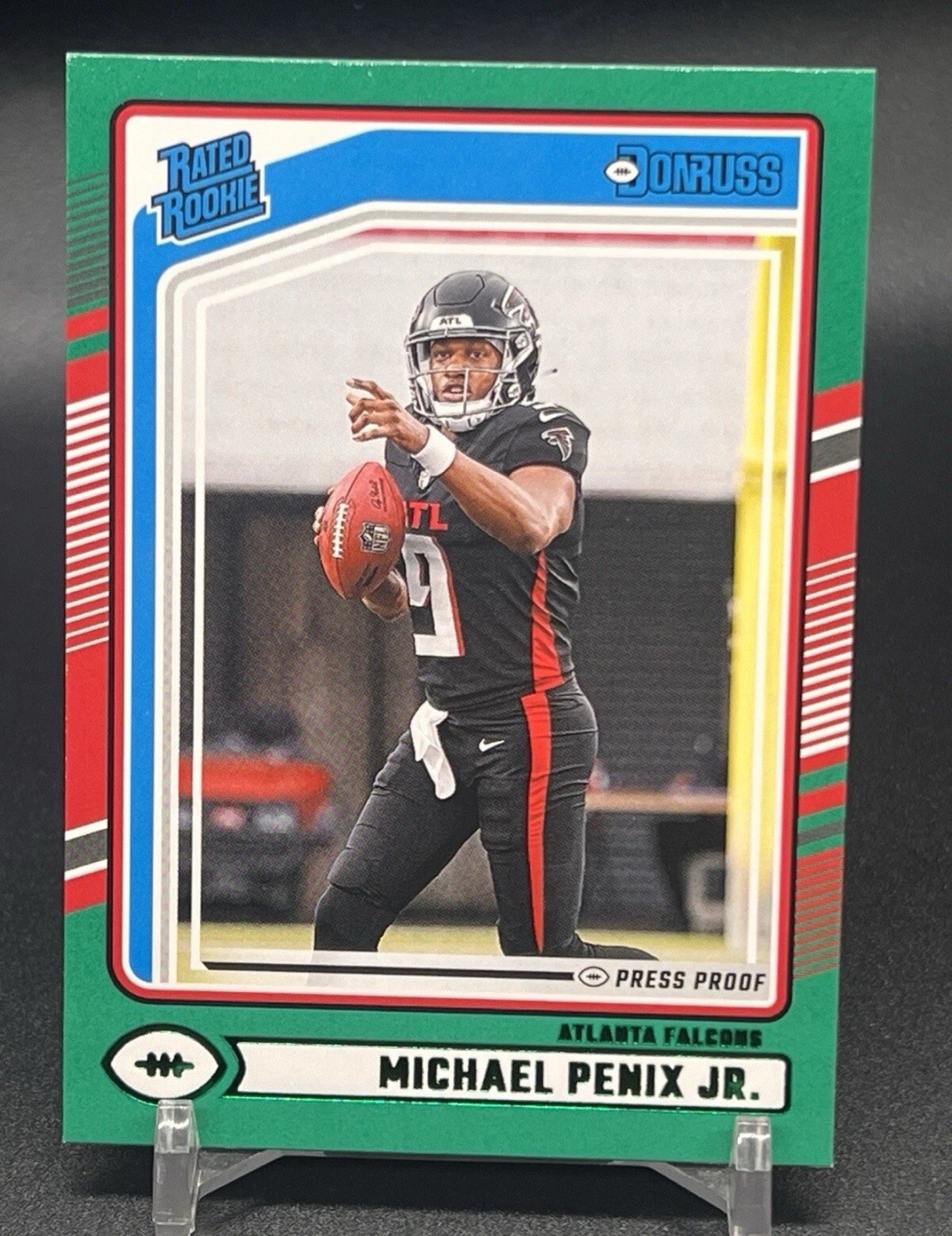 2024 NFL Donruss Press Proof Green Michael Penix Jr. Atlanta Falcons RC