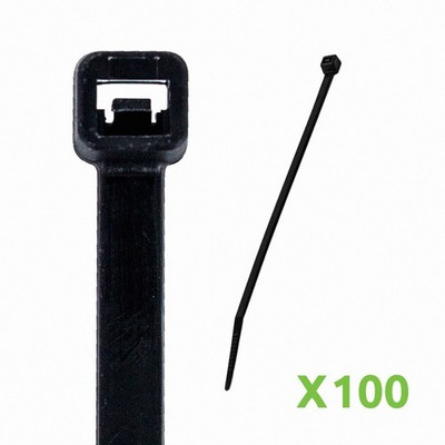 6 Inch Nylon UV Resistant Cable Wire Zip Tie 50 lbs - Black 100 Pack Lot Pcs Qty