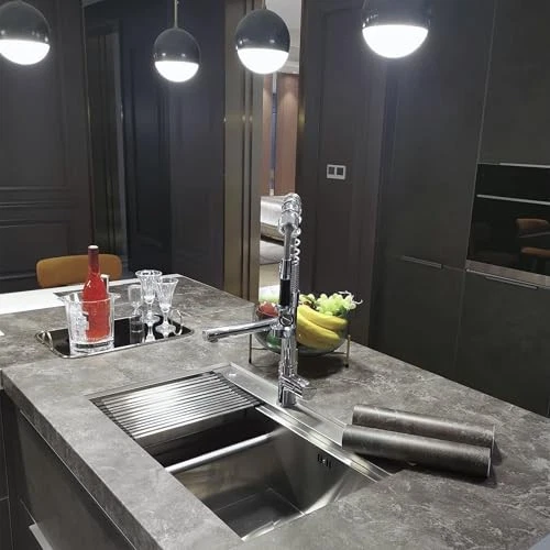 Azulejo de piso gris oscuro pelar y pegar mármol vinilo 12" x 12" 20 basalto usado Foto 2 de 4