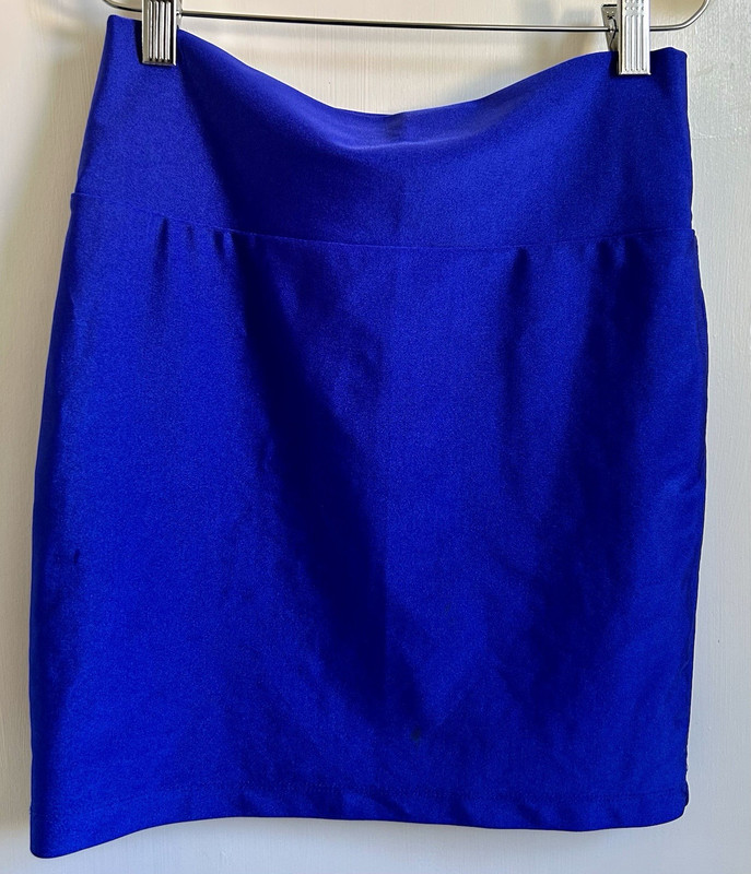 Women’s Festival Rave Neon Blue High Waisted Fitted Pull On Mini Skirt Size M