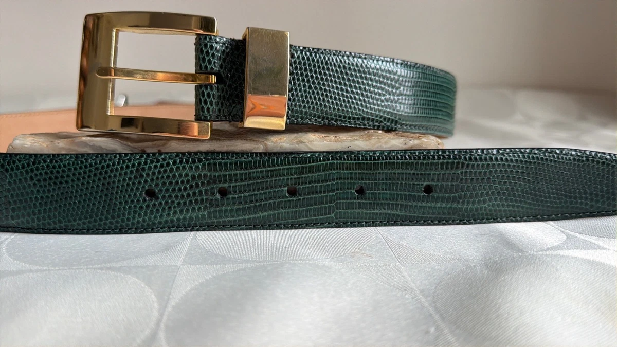 Carlisle Belt Size Medium Dark Green Vintage Vintage Womens Carlisle #1675 Dark Green Lizard Style Belt  main image 3