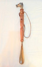 Solid Brass Hound Dog Face Shoe Horn 22" Long Handle Handmade Dressing Aid