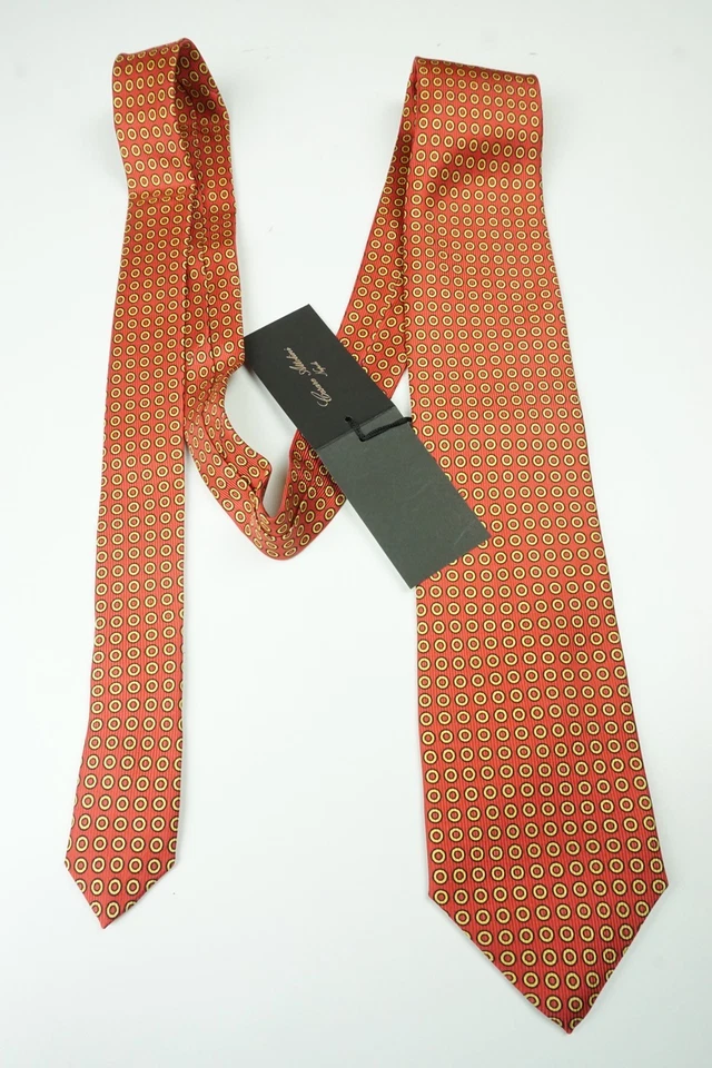Corbata geométrica 100 % seda Cesare Attolini rojo cereza dorada TOTALMENTE NUEVA Foto 2 de 4
