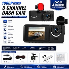 Dash Cam Car HD 1080P Front/Rear/Inside Dual Lens Video Recorder Camera G-Sensor