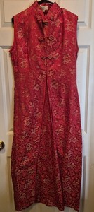 GoodOrient Red Gold Dragon Brocade Cheong-sam Dress