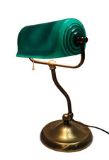 Possible Verdelite Banker's Lamp Student's Desk Table w/ Green Glass Shade 15"