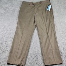 Perry Ellis Portfolio Pants Mens 38x32 Taupe Neo-Luxe Slacks Wrinkle-Resistant
