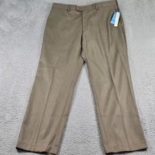 Perry Ellis Portfolio Pants Mens 38x32 Taupe Neo-Luxe Slacks Wrinkle-Resistant