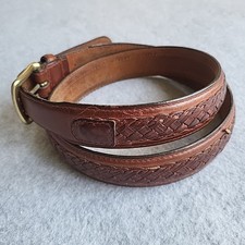 Braided Leather Belt Mens 38-95 Brown Woven Oil Tanned Cowhide Brass Dress Work