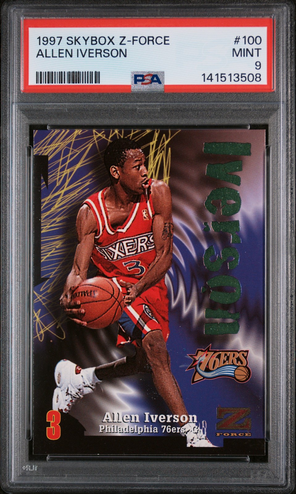 1997 SKYBOX Z-FORCE #100 ALLEN IVERSON PSA 9