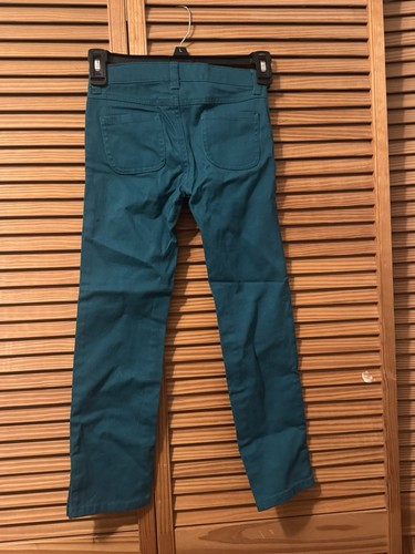 NWT Gymboree Girls Teal Denim Gold-Buttoned Pocket Straight-Leg Dress Pants; 7 - Picture 2 of 9