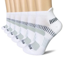 Women's Athletic Running Cushioned Ankle Socks, Size 6-9, White, 6 Pairs