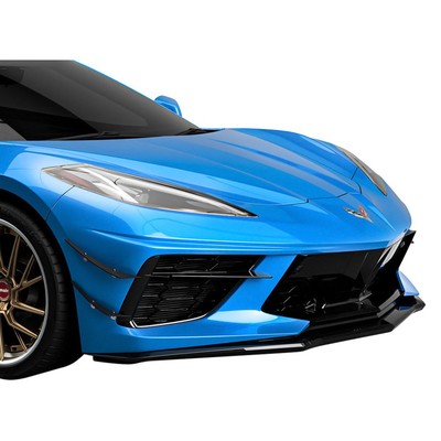 For Chevy Corvette 20-21 Front Bumper Canards 2VR + 1VR Style Carbon Flash