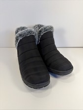 Minnetonka Timpson Tulsa Slip On Boots Fur Lined Size 7 M Black NWOB