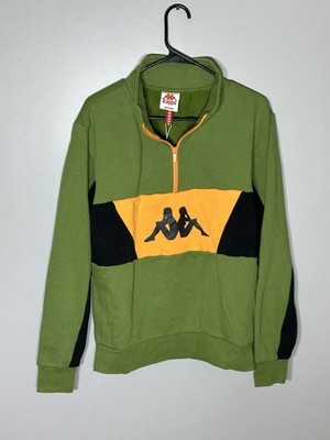 NWT Kappa 1/4 Zip Pullover Sweater Large Green Black Orange Silhouette Geometric