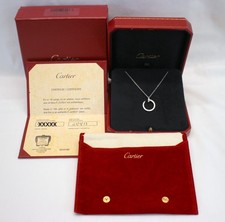 CARTIER JUSTE UN CLOU Pendant Necklace 18K White Gold  Pave Diamonds BOX  CERT