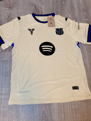 Nike FC Barcelona Officially Licensed Soccer Jersey Size L Beige Black Blue