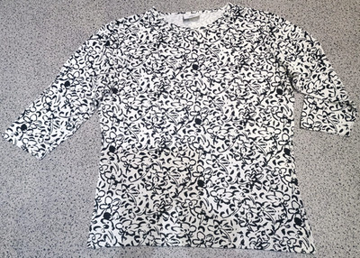 Damen Shirt 3/4Arm Weiß/Schwarz gemustert Gr. M Dolce Vita