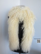100 Real Mongolia Lamb Fur Scarf /fur Collar/ Fur Neck Wrap/ Women Beige Cape