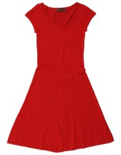 ZARA Womens Jumper Dress UK 14 Large Red Rayon BJ09
