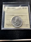 1933   ICCS Graded Canadian, ¢25 Cent **MS-60** #XBJ-821
