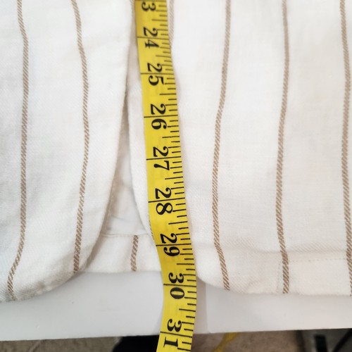 halston 100% linen white tan pin stripe blazer womens sz L preppy classic - 第 7/8 張圖片