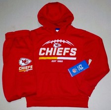 KANSAS CITY CHIEFS HOODED SWEATSHIRT HOODIE SWEATPANTS YOUTH S M L POLYESTER NWT
