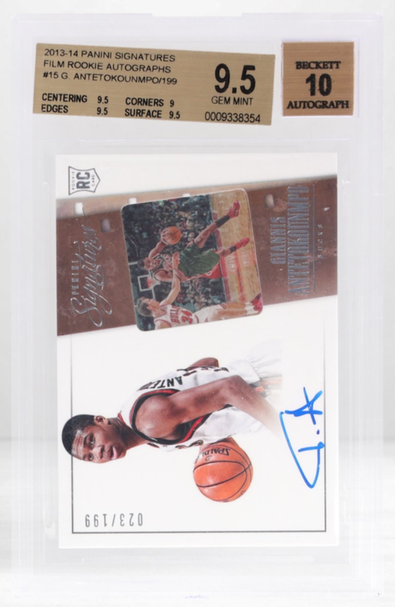 2013 Panini Signatures Film Rookie Auto Giannis Antetokounmpo BGS 9.5 RC BGS 9.5