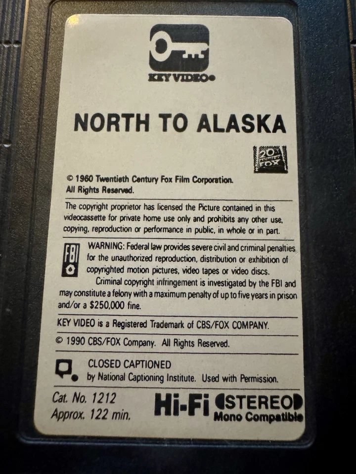 North to Alaska (VHS, 1992) Джон Уэйн, Капуцин, Фабиан, Эрни Ковач - Изображение 4 из 4