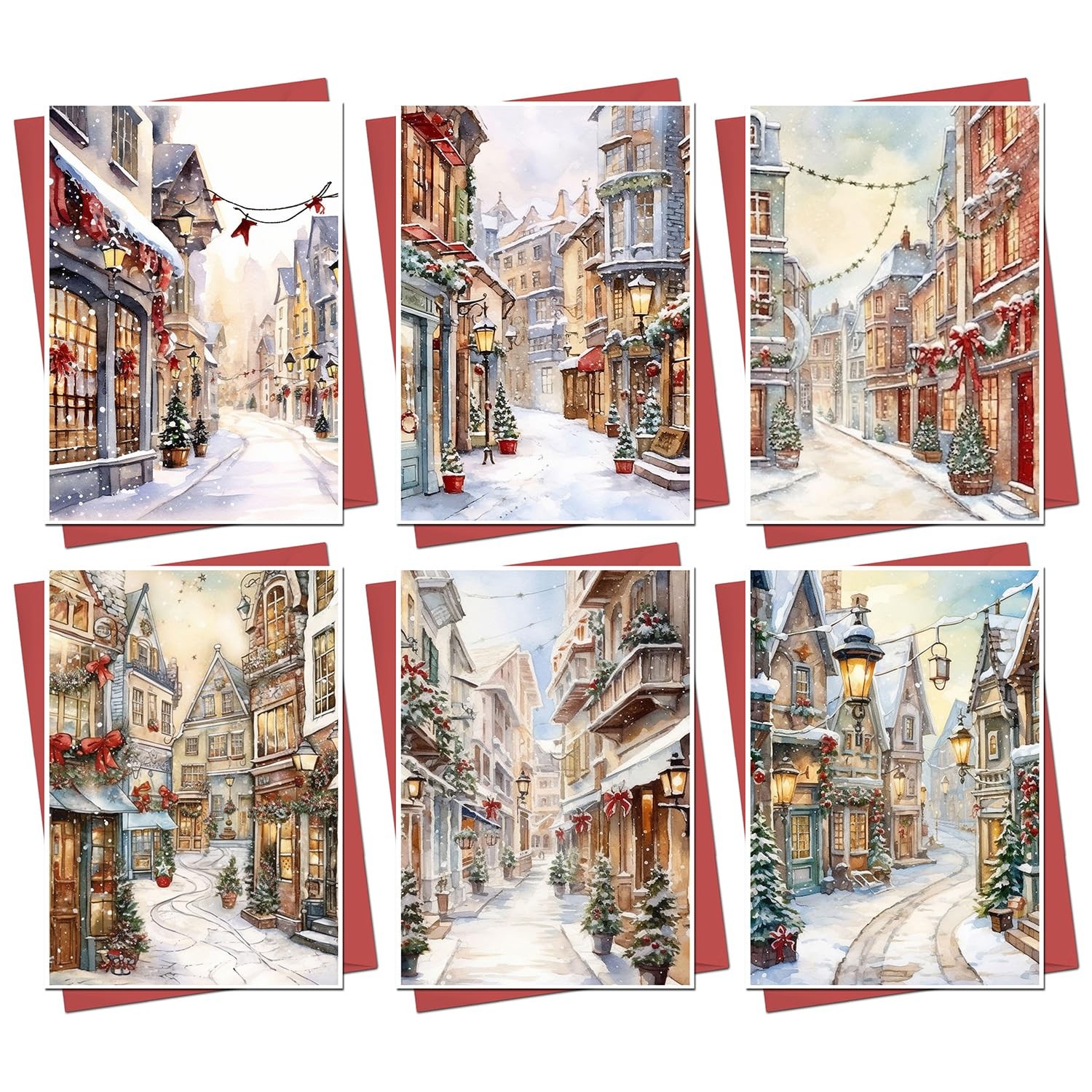 Christmas Cards Boxed | 30 Pack Xmas 105mm x 148mm, Red and warm colors