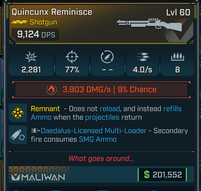 Borderlands 4 REMINISCE SHOTGUN INCENDIARY SMG AMMO