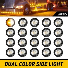 20x Universal Side Marker Lights Dual Color Truck Trailer Amber White Bullet Led