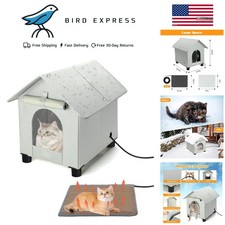 Outdoor Heated Cat Shelter Waterproof Insulated Small Dog Insulated, w Door