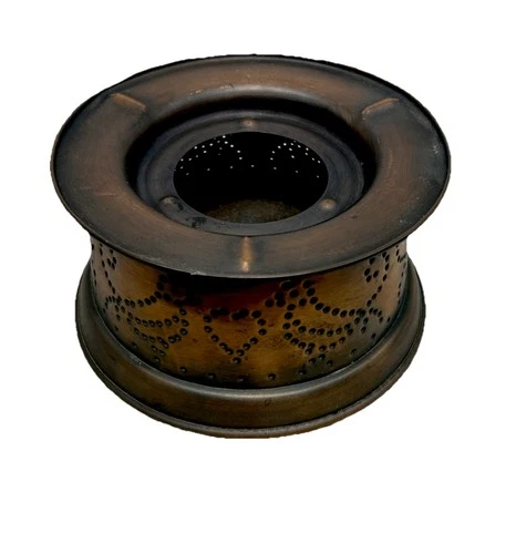 Vtg Pfaltzgraff "Village" 6 3/4”w X 4"T Punched Copper Warmer / Candle Stand