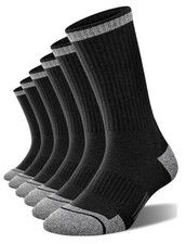 6 Pack Men's Athletic Moisture Wicking Crew Socks Cushioned X-Large Black 6