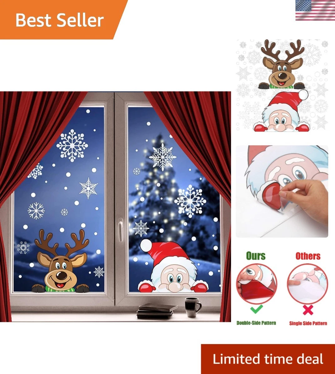 18 Pegatinas Navideñas Reutilizables Para Ventanas | Adhesivos PVC Con Copos De Nieve, Fácil De Quitar, Decoración Invernal