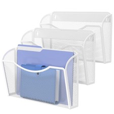 3 PCS Black Wall File Organizer Hanging Holder Heavy Duty Iron Mesh Mount A4