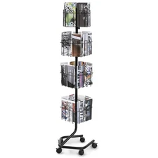 Uimoso Brochure Display Rack 32-Pocket Rotating Literature Display Stand 5 Wheel